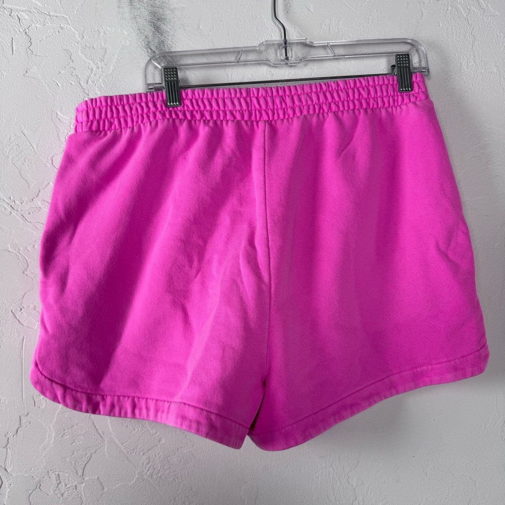 Gap Sweat Set 2 Piece Bright Neon Hot Pink Fleece Shorts Shirt Cotton Lounge - Picture 3 of 13